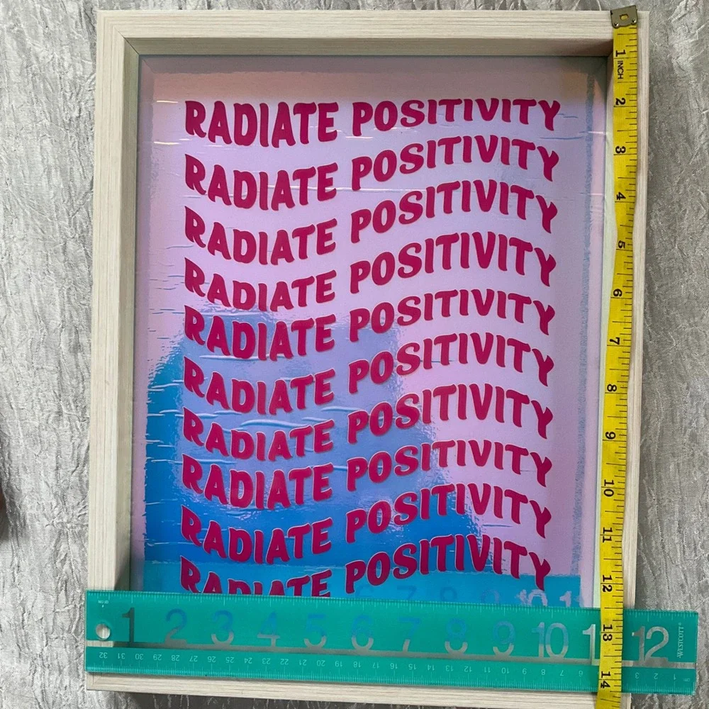 The Spring Shop‎ Radiate Positivity Framed Wall Art Holographic Iridescent Pink